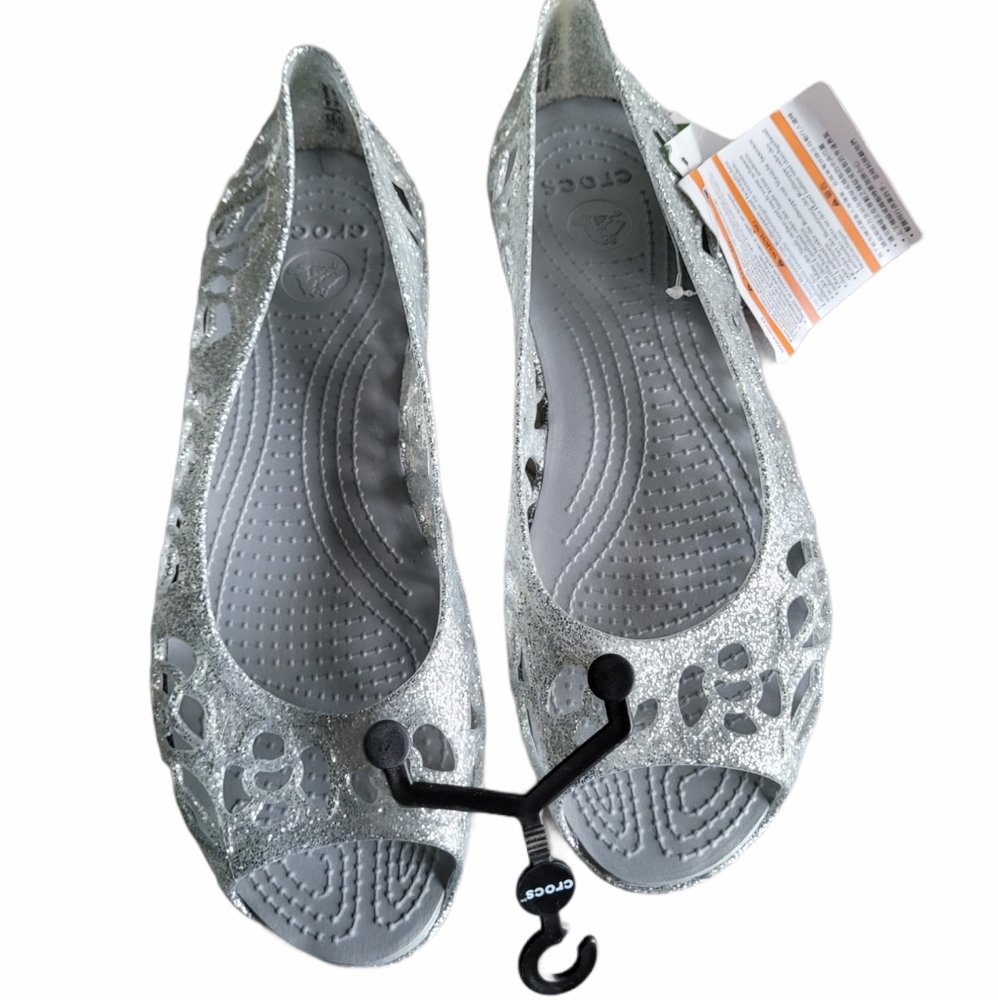 NWT Crocs Isabella Glitter Flats Size 6 - Relaxed